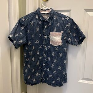 Quiksilver American Flag button down short sleeve shirt boys size L